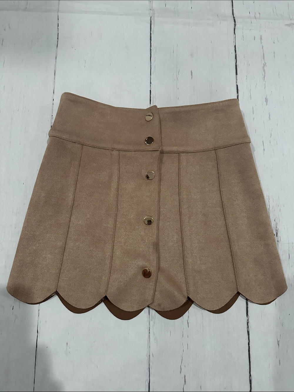 Katie J NYC Autumn faux suede Scalloped Mini Skirt tween xl